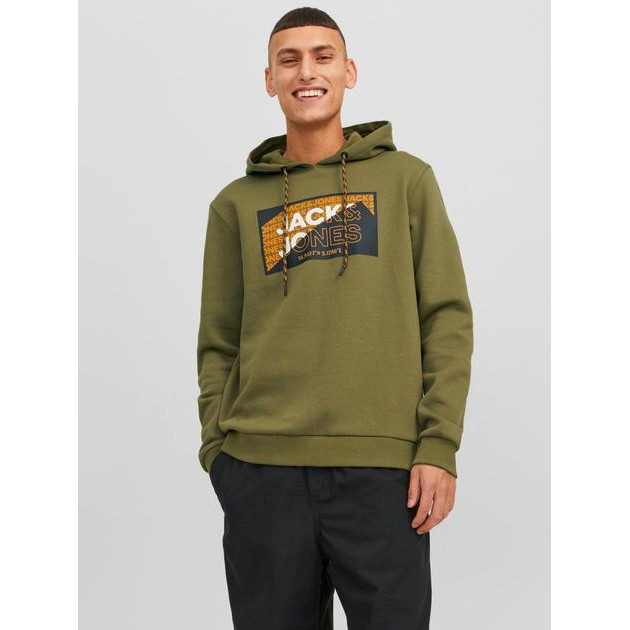 Jack & Jones Худі на флісі чоловіче  XAZ436511HISE L Болотне (DD8000007934140) - зображення 1