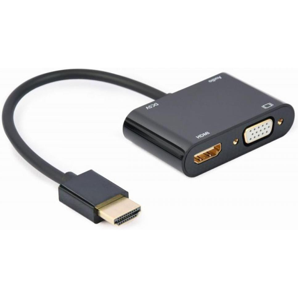 Cablexpert HDMI to HDMI/VGA/3.5mm Black (A-HDMIM-HDMIFVGAF-01) - зображення 1