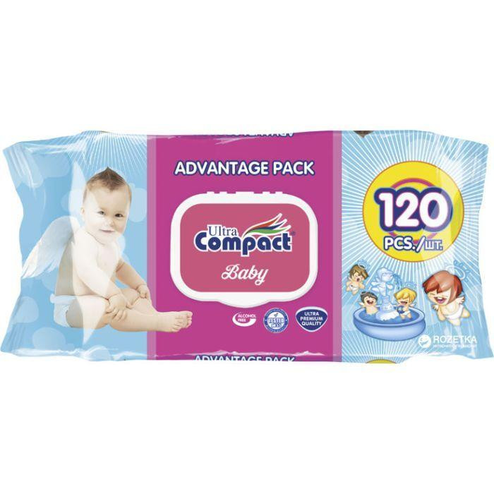 Ultra Compact Салфетки влажные Angels Wet Towels детские 120штук, с клапаном (8697420532789) - зображення 1