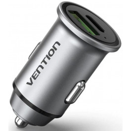   Vention Two-Port USB-A USB-C PD3.0 QC4.0  Car Charger Gray (FFBH0)