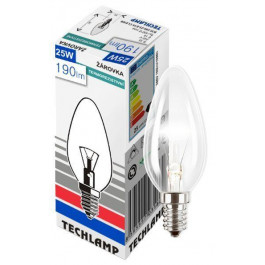   Techlamp Лампа накаливания B35 25 Вт E14 230 В прозрачная (8595557031864)