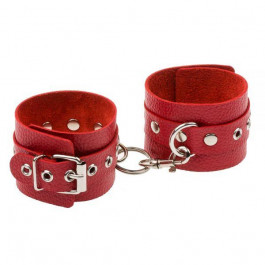   Slash Leather Double Fix Leg Cuffs, Red (SL281404)