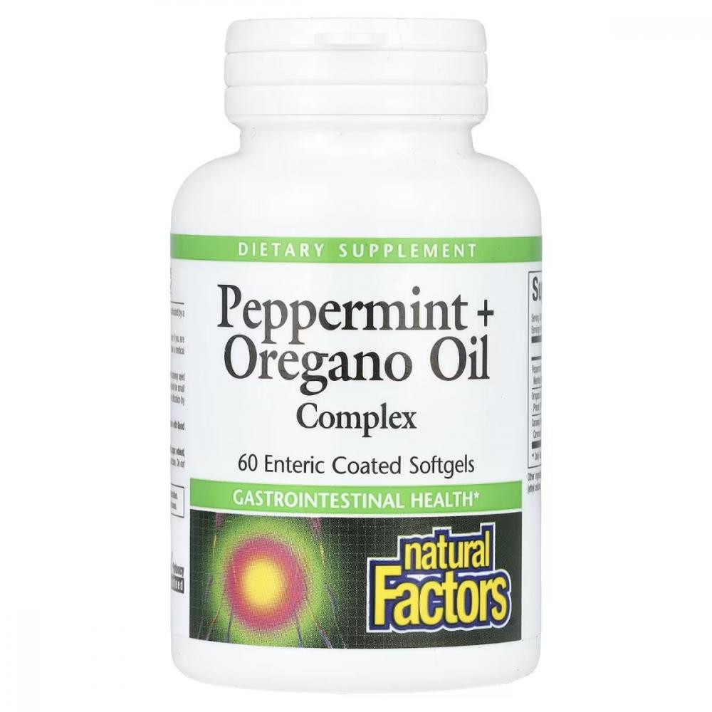 Natural Factors Peppermint+Oregano Oil Complex 60 гелевих капсул - зображення 1