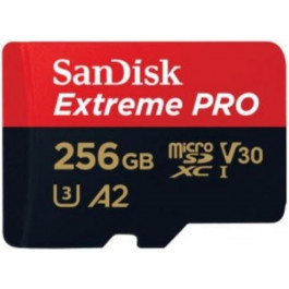   SanDisk 256 GB microSDXC UHS-I U3 Extreme Pro A2 + SD Adapter SDSQXCZ-256G-GN6MA