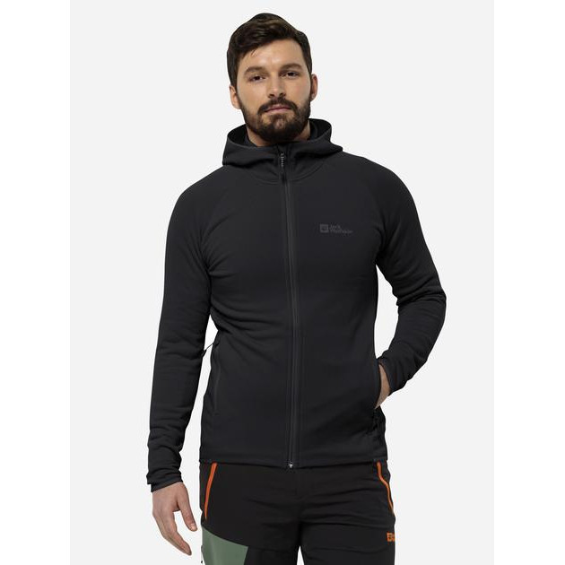 Jack Wolfskin Толстовка на флісі на блискавці чоловіча  Baiselberg Hooded Fz M 1710541-6000 M Чорна (4064993557213 - зображення 1