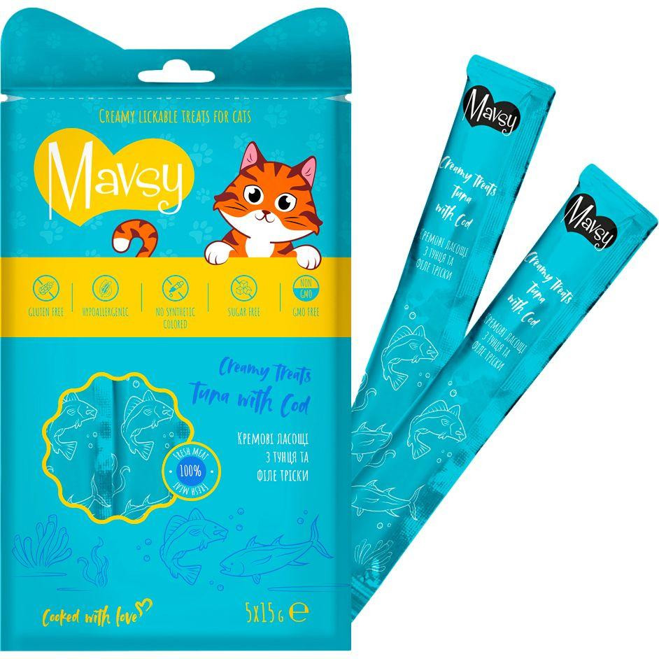 Mavsy Creamy Treats Tuna with Cod 5x15 г 4820266800338 - зображення 1