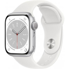   Apple Watch Series 8 GPS + Cellular 41mm Silver Aluminum Case with White Sport Band - S/M (MP4E3)