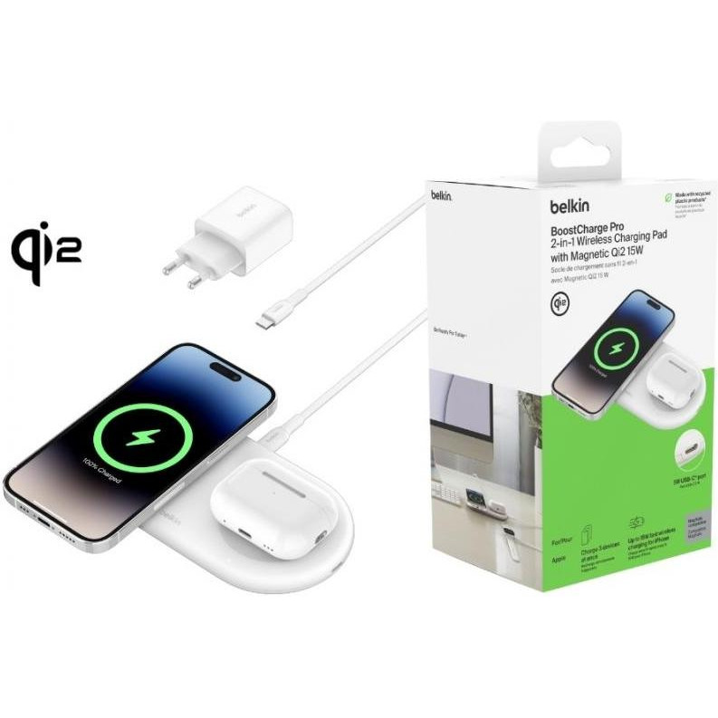 Belkin Magnetic Wireless Charging Pad with Qi2 15W White (WIZ021VFWH) - зображення 1