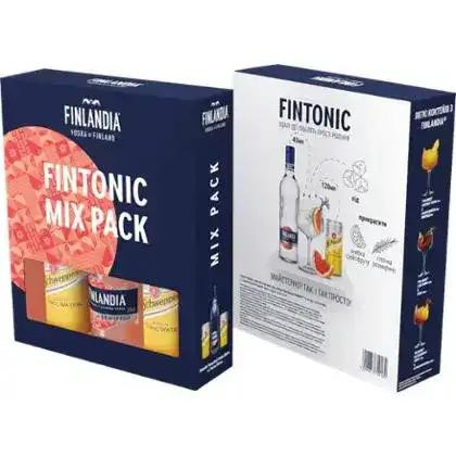 Finlandia Набір подарунковий  Fintonic Mix Pack горілка Grapefruit 0,5 л 1 шт + швепс Tonic Water 0,25 л 2 шт  - зображення 1