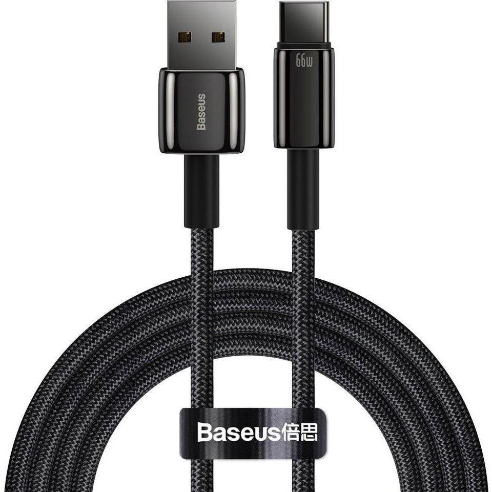 Baseus USB-A to Type-C 66W 11V 6A 2M Tungsten Gold Black (CATWJ-C01) - зображення 1