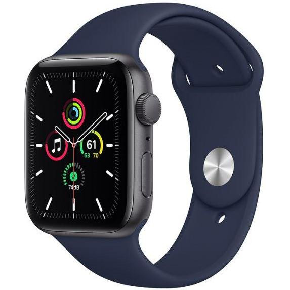 Apple Watch SE GPS 44mm Space Gray Aluminum Case w. Deep Navy Sport B. (MYE32) - зображення 1