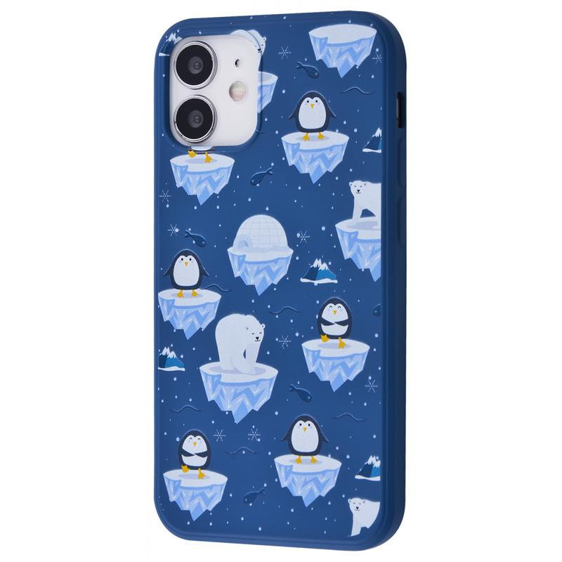 WAVE Fancy Winter Case (TPU) iPhone 12 mini (white bear and penguins/dark blue) - зображення 1