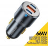 Essager F689 66W Dual USB C+USB A Fast Car Charger Adapter Deep Grey (ECC2C1A-FF0G) - зображення 1