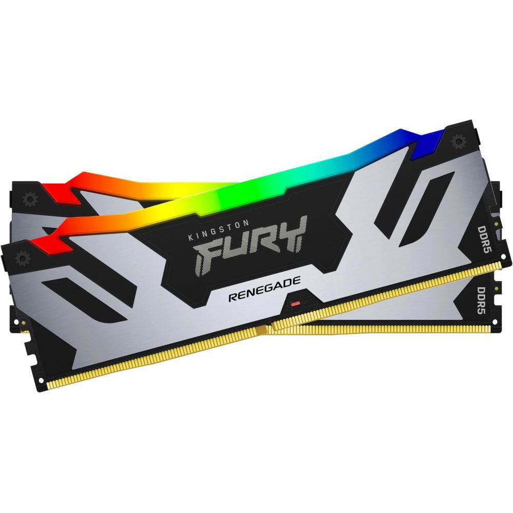 Kingston FURY 32 GB (2x16GB) DDR5 6800 MHz Renegade Silver/White RGB (KF568C36RWAK2-32) - зображення 1