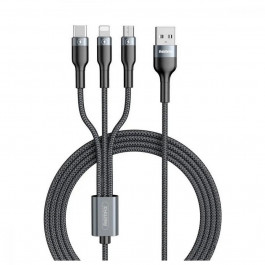   REMAX Gplex 1.0m USB to microUSB+Lightning+USB-C Matte Gray (RC-070th)