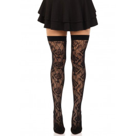   Leg Avenue Wild Rose Net Thigh Highs, чорні (714718570129)