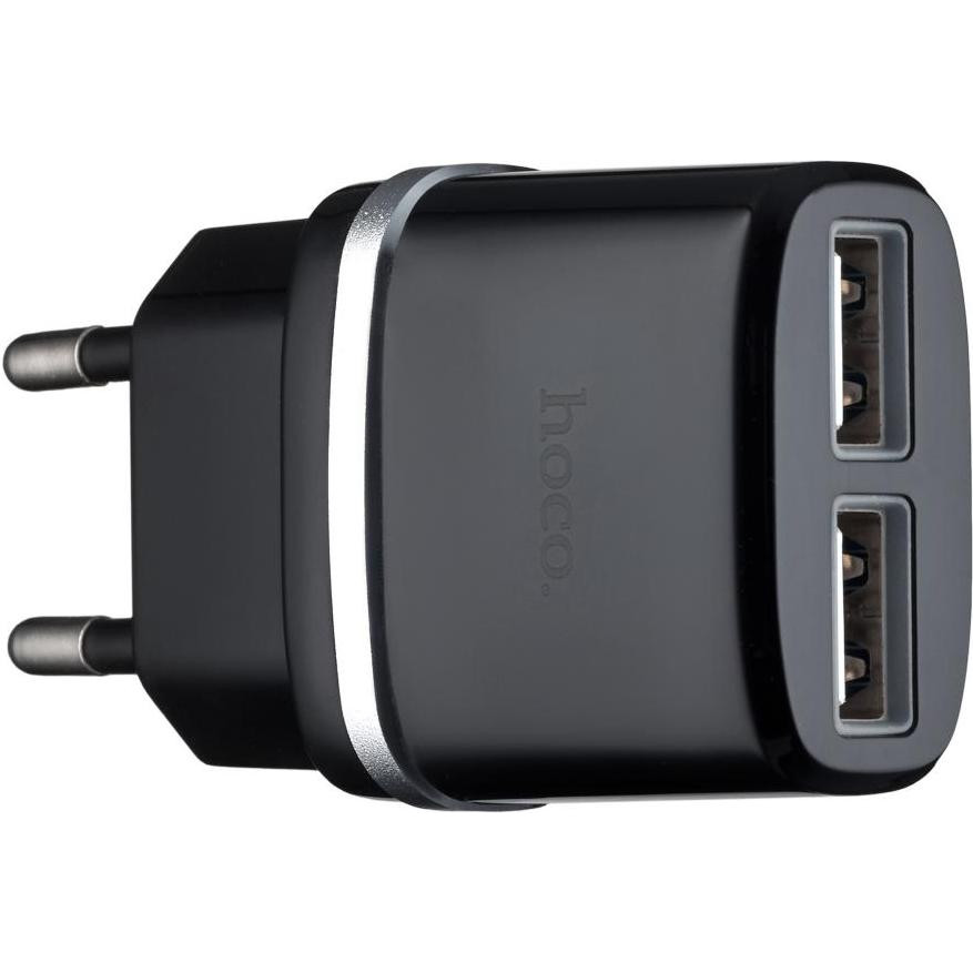 Hoco C12 2.4A 2USB Black - зображення 1