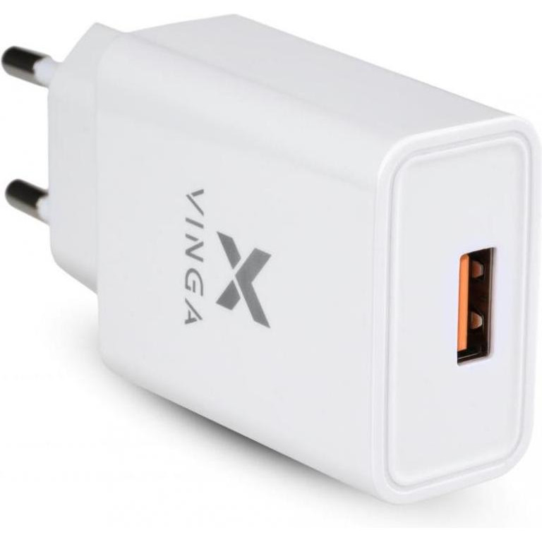 Vinga QC3.0 Quick Wall Charger 1xUSB 18W Max (VWCQAW) - зображення 1