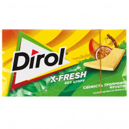   Dirol Гумка жувальна  X-Fresh свіжість тропічних фруктів 13.5 г (7622201760939)