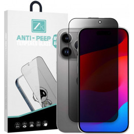   ZK Premium Tempered Glass 2.5D Anti Peep 0.26mm Black для iPhone 14 Pro