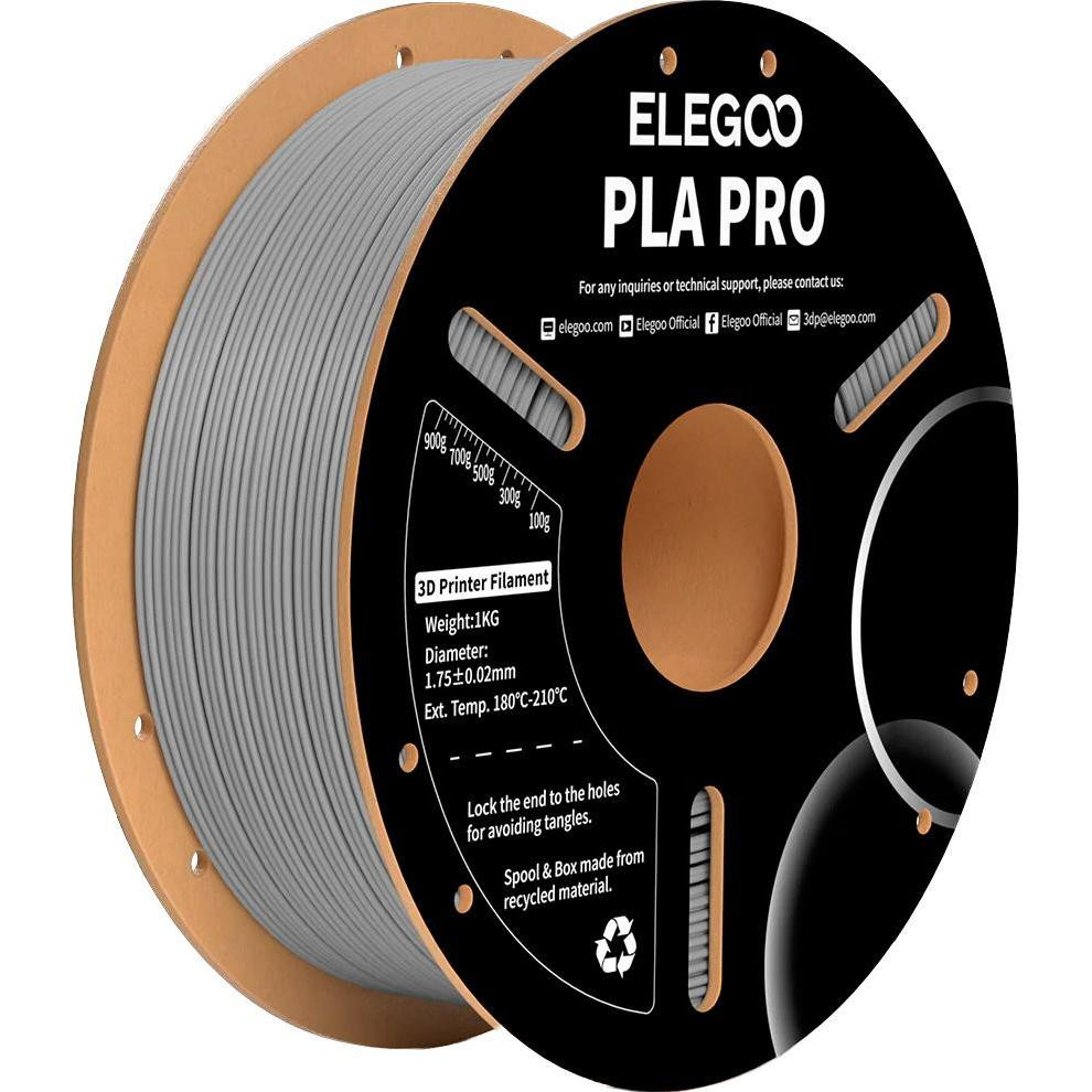 ELEGOO PLA PRO Filament (пластик) для 3D принтера  1кг, 1.75мм, сірий (50.203.0195) - зображення 1