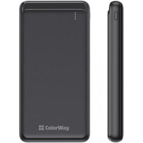 ColorWay 10000 mAh Slim USB QC3.0 + USB-C Power Delivery 18W Black (CW-PB100LPG3BK-PD) - зображення 1