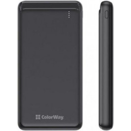   ColorWay 10000 mAh Slim USB QC3.0 + USB-C Power Delivery 18W Black (CW-PB100LPG3BK-PD)