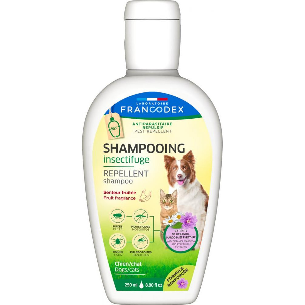 Francodex Repellent Shampoo Fruit Fragrance шампунь від бліх та кліщів для собак та котів, 250 мл (32830217549 - зображення 1