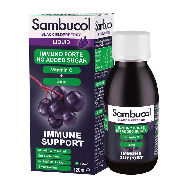 Sambucol Immuno Forte No Added Sugar + Vitamin C + Zinc Liquid (120 ml) - зображення 1