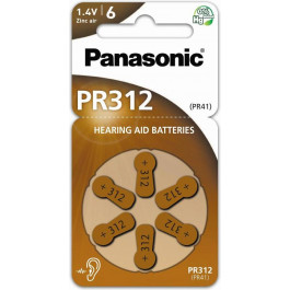   Panasonic PR312 / PR41 bat(1.4B) Zinc Air 6шт (PR-312/6LB)