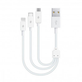   TTEC MiniCable Trio USB to Lightning/Micro USB/USB Type-C 0.3m White (2DK13)