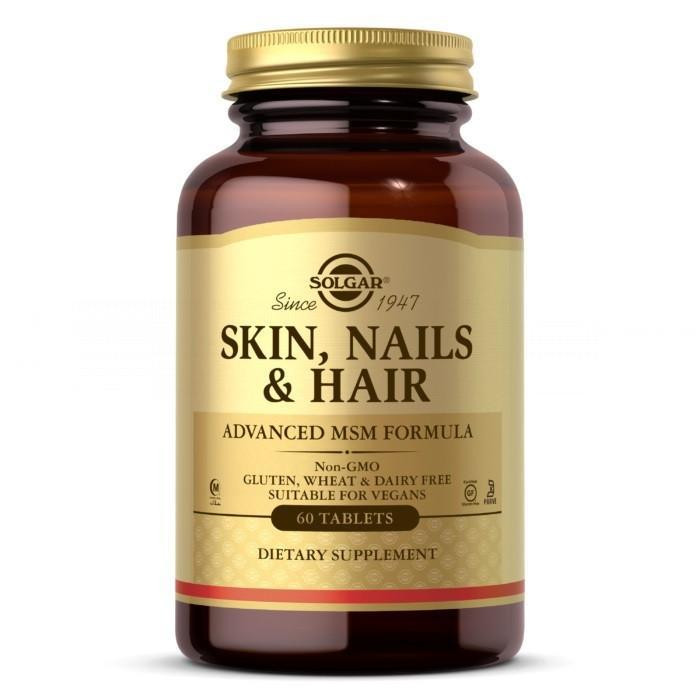 Solgar Кожа, ногти и волосы, улучшенная МСМ формула, Skin, nails & hair advanced MSM formula, 60 таблеток - зображення 1