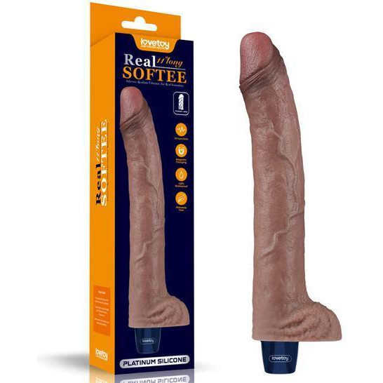 LoveToy Real Softee Rechargeable Silicone Vibrating Dildo 11" (6452LVTOY1005) - зображення 1