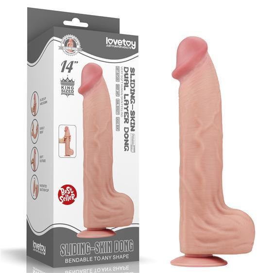 LoveToy Sliding-Skin Dual Layer Dong 14" Flesh (6452LVTOY937) - зображення 1