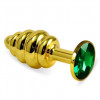 LoveToy LoveToy Анальна пробка Gold Spiral Plug Green (6452LVTOY566) - зображення 1