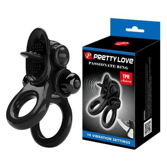 Pretty Love Vibrating Pasionate Cock Ring Black (6603BI1171) - зображення 1