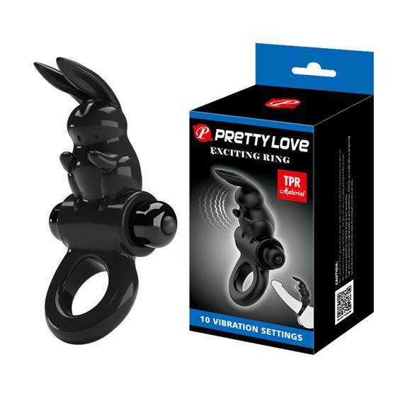 Pretty Love Exciting Vibrating Cock Ring Black (6603BI1192) - зображення 1