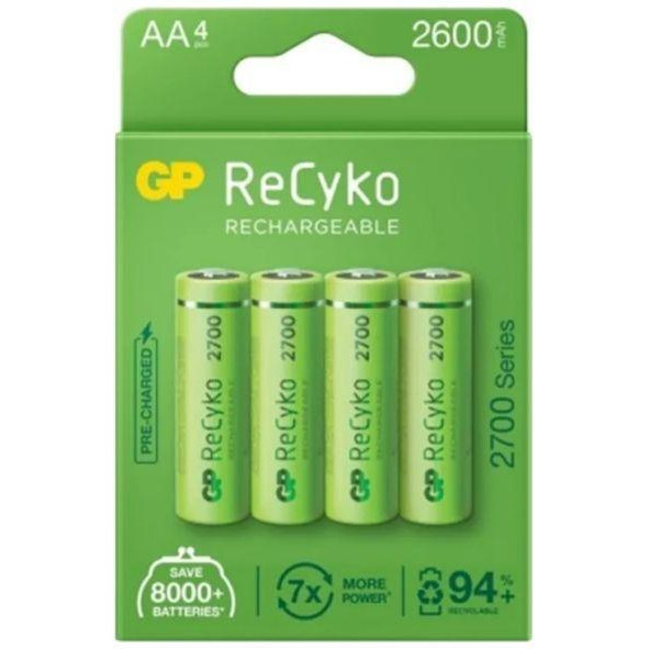 GP Batteries AA 2600mAh NiMh 4шт ReCyko+ (270AAHCE-5EB4) - зображення 1