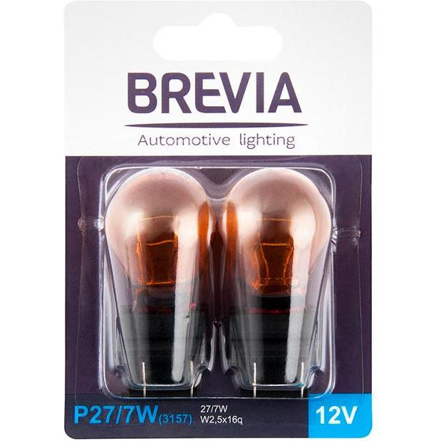 Brevia P27/7W (3157) 12V 27/7W W2.5x16q AMBER blister 2шт. 12340B2 - зображення 1