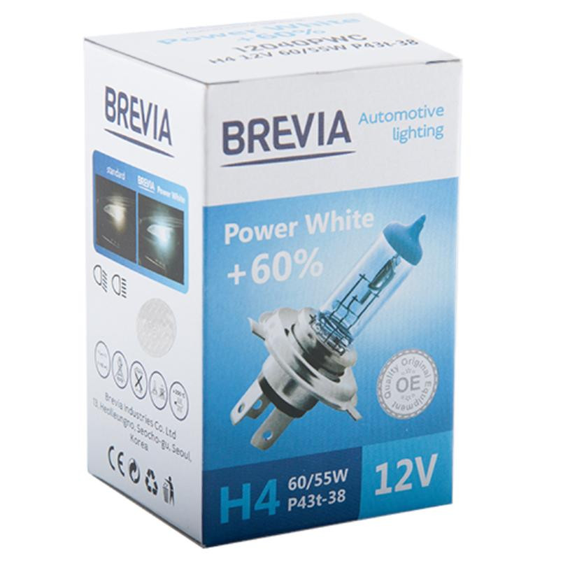 Brevia H4 Power White 12V 60/55W P43t 4300K (12040PWC) - зображення 1