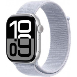   Apple Watch Series 10 GPS + Cellular 42mm Silver Aluminum Case w. Blue Cloud S. Loop (MWX53)