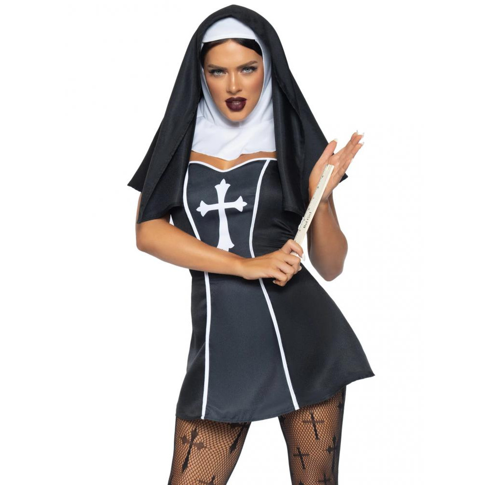 Leg Avenue Костюм монашки , XS, Naughty Nun 2 предмета, черный (LA86984XS) - зображення 1