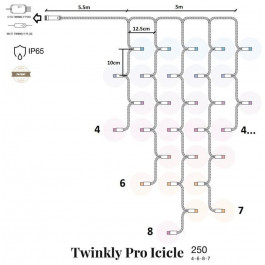   Twinkly Smart LED Pro Icicle AWW 250, AWG22, IP65, прозрачный (TW-PLC-I-CA-250GOP-T)