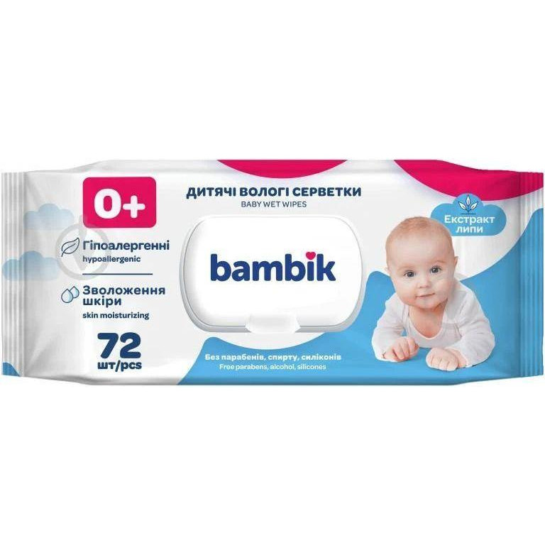 Bambik Влажные салфетки гипоаллергенные Bambik Липа 72 шт - зображення 1