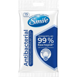 Smile Салфетки влажные  Antibacterial 15шт в ассортименте (4820048481953)