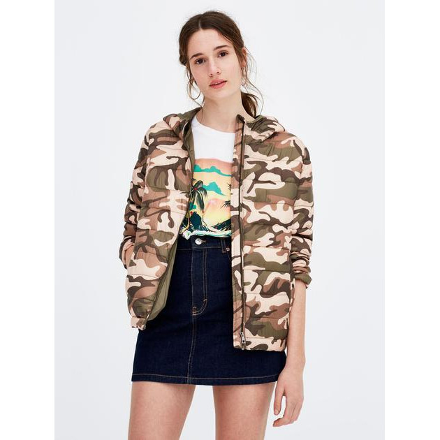 Pull&Bear Вітрівка з капюшоном жіноча  XAZ176672WHJZ M Мілітарі (DD8000003701364) - зображення 1