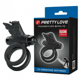   Pretty Love Vibrating Dual Rings, 10 functions of vibration, 1 AAA battery operat (6603BI1233)