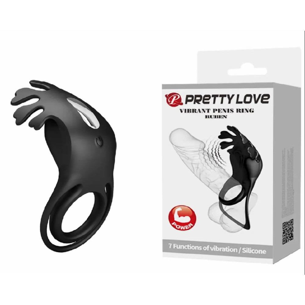 Pretty Love Vibration Penis Ring Ruben Black (BI-210311-1) - зображення 1