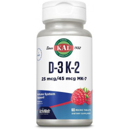   KAL D-3 & K-2 60 Micro Tablets Raspberry