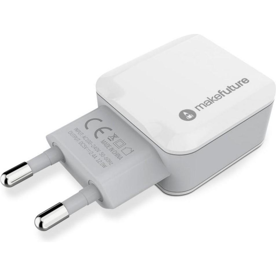 MakeFuture Dual USB Charger White (MCW-21WH) - зображення 1